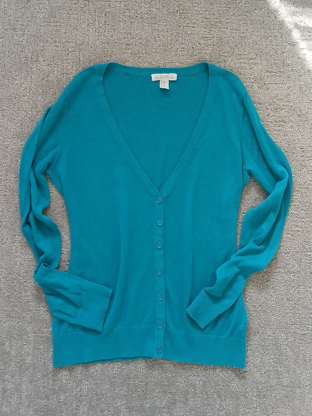 Forever 21 Teal Cardigan Sweater Medium Excellent Condition!